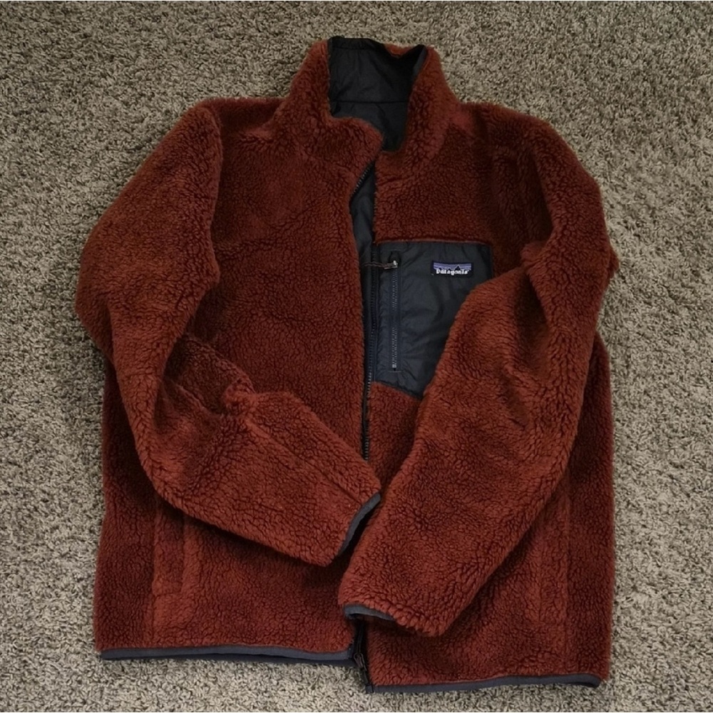 Men’s Navy blue Patagonia reversible fleece jacket size M - Picture 2 of 2